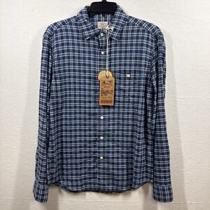 Faherty Tropical Cotton Shirt Mens M Blue Plaid Preppy Organic Cotton Huckberry